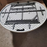 Table de cocktail portable ZKAI à plateau haut, 150 cm/5 pieds, table de bar pliante en plastique ronde pour événements de mariage