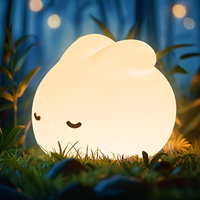 Lampe de nuit intelligente pour bébé, en silicone souple, à changement de couleur LED rechargeable, décoration de salon, lapin mignon RGB