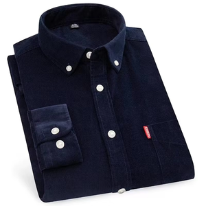 Camisa de Pana de Color Sólido Retro Casual de Negocios para Hombre ChenYue, Nueva, de Manga Larga, con Botones, 100% Algodón para la Temporada de Primavera - Product Image 4