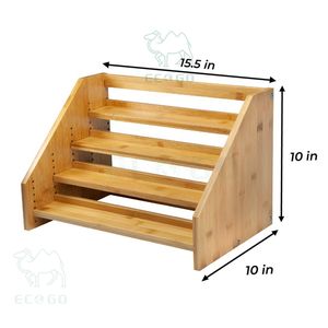 Estante de especias a prueba de humedad Estante organizador de especias profesional de bambú Estante de especias de 4 niveles de madera maciza - Product Image 2