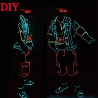 RICHSHINING Costume d'épéiste à LED à fil EL unisexe personnalisé Costume de robot guerrier à LED pour fête Performance de danse électrique au laser