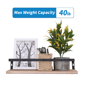 Floating <b>Shelves</b> Set Of 2 Wall Mounted Wood And Metal Bracket <b>For</b> Bedroom Living Room <b>Kitchen</b> Bathroom Display <b>Shelves</b> - Product Image 4
