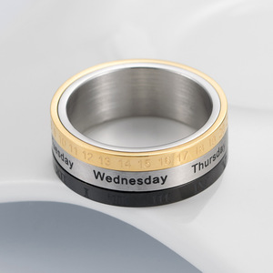 Anillo giratorio de acero inoxidable para hombre con números romanos e índice de fecha, regalo de joyería para el dedo índice - Product Image 3