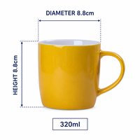 Tasse à café en céramique émaillée colorée 320 ml, six couleurs, tasse en grès brillant pour bureau, hôtel, cadeau d'entreprise, impression personnalisée, vente en gros