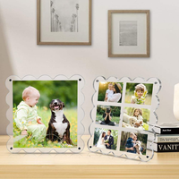 Cadre photo en acrylique transparent à bords ondulés haute définition pour la décoration de bureau/table, cadeaux pour la maison et le bureau, fabriqué en Chine
