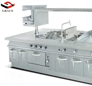 高級ミッドアイランドコンビネーションケータリング機器レストラン用ステンレス鋼ウエスタンキッチン機器