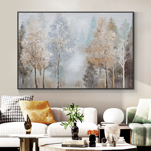 Decoración para Sala de Estar, Pintura al Óleo 100% Hecha a Mano, <span class=keywords><strong>Cuadros</strong></span> de Arte Abstracto con Árboles de Otoño - Product Image 4
