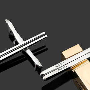 Stainless Steel <b>Chopsticks</b> 304 Grade Round Hollow 5 Pairs Household Cutlery Set For Daily Use - Product Image 3