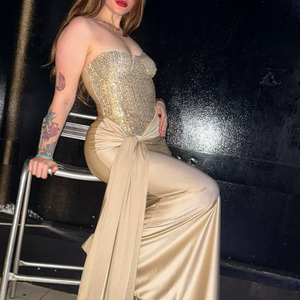 Abito da sera sexy con paillettes personalizzato, elegante e alla moda, a doppio strato in raso, push-up, firmato, <span class=keywords><strong>per</strong></span> <span class=keywords><strong>donna</strong></span>, ideale <span class=keywords><strong>per</strong></span> <span class=keywords><strong>laurea</strong></span> e compleanno - Product Image 2