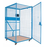 Chariot de stockage robuste en métal avec porte simple et roulettes pour entrepôt, idéal pour le transport de marchandises