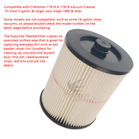Filtre à cartouche HEPA haute efficacité de remplacement pour aspirateur eau et poussière Craftsman 17816 9-17816, compatible avec les aspirateurs de 5 gallons et plus