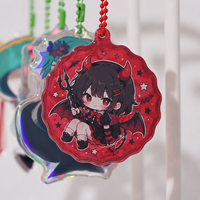 Porte-clés en acrylique personnalisé Vigreat, forme ondulée, avec paillettes, imprimé de personnages d'anime version Q, pendentif en acrylique, objet de collection