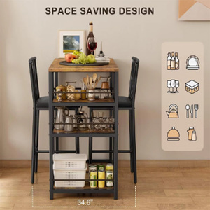 Tavolo da pranzo di alta qualità per 2 <span class=keywords><strong>con</strong></span> 2 sedie e una panca di stoccaggio piccolo tavolo da cucina <span class=keywords><strong>con</strong></span> portabottiglie - Product Image 2