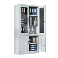 Gabinete Metálico Moderno para Uso Escolar con Puertas de Vidrio, Altura Ajustable, Gabinete de Almacenamiento de Archivos para Oficina en Oferta
