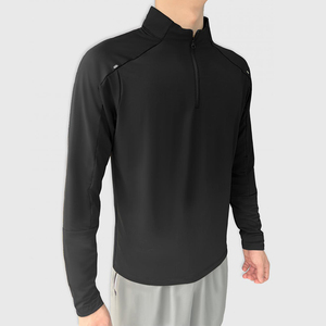 Haut de sport personnalisé à quart de zip pour homme, en polyester élasthanne, à manches longues, pour fitness et compression - Product Image 3