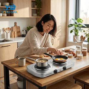 Placa Calefactora Doble de Acero Inoxidable de 1000W+1000W con Temperatura Ajustable, Electrodoméstico de <span class=keywords><strong>Cocina</strong></span> - Product Image 6