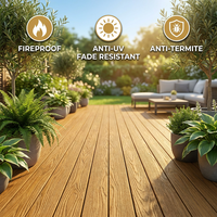 Plancher de terrasse extérieur en composite WPC co-extrudé, lisse, moderne, imperméable, antidérapant, à grain de bois, pour salle de bain et jardin