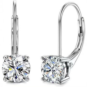 Pendientes de aro tipo huggie de moissanita VVS GRA de 2 quilates con corte redondo de alta calidad, cierre de cobre con relleno de oro de 14K, joyería streetwear para mujer - Product Image 1