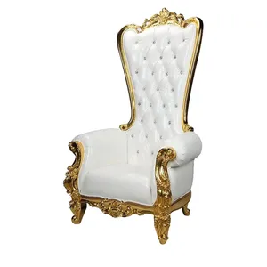 Modern Luxury Golden Silver Throne Chairs High Back Groom and Bride King Royal Wedding Chair for Hotel Outdoor Living Room