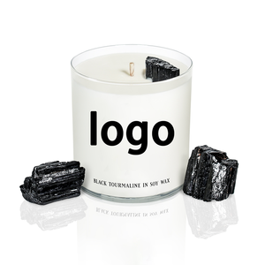 Bougie parfumée de luxe, huile de cire de soja parfumé, breloque privée infusé de cristaux, Logo personnalisé - Product Image 3