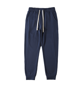 Bahar ve yaz aylarında erkekler ve kadınlar için rahat ayak bileği <span class=keywords><strong>Sweatpants</strong></span>, lacivert ağır dimi gevşek düz bacak spor pantolon