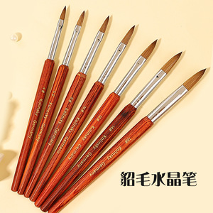 Alta calidad 100% Kolinsky Crystal Nail Art Brush Pen Pure Kolinsky Hair con mango de madera para maquillaje acrílico Nail Art - Product Image 2