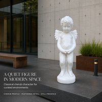 Statue d'ange chérubin en marbre blanc, sculpture classique pour jardin, villa, hôtel, église et décoration intérieure
