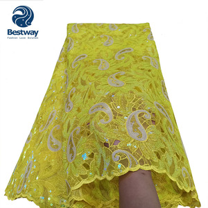 Tissu en dentelle à paillettes Bestway, dentelle orange brûlé pour robe de soirée - Product Image 5
