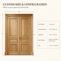 Porte d'entrée double en bois massif sculpté de style américain rétro, sur mesure, pour villa, porte d'entrée OEM ODM, portes en bois pour l'intérieur et l'extérieur de la maison