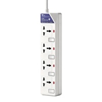 Multiprise universelle AOTA 4 voies avec interrupteurs individuels, 13A 2500W, prise d'extension avec protection par fusible et barrière de sécurité CE BPS