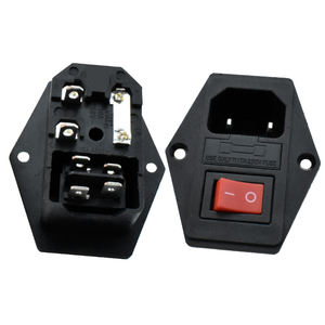 Prise industrielle électrique IEC 320 60320 C14 avec interrupteur à fusible AC-01, courant nominal 10A/15A, tension nominale 125V - Product Image 1