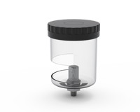 Bouchon à vis nervuré transparent avec étiquette de précaution pour gobelet d'huileur à liquide pour système de lubrification MQL