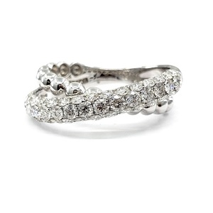 China Classic Engagement Wedding Ring 18k Solid White Gold High Quality Diamond Twist Band Rings for Women Party Anniversary - Product Image 1