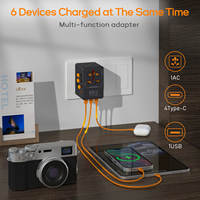 Weima Adaptor perjalanan serbaguna Universal Adaptor perjalanan seluruh dunia EU dengan 5 port USB dan Tipe C PD 65w 100w 140W
