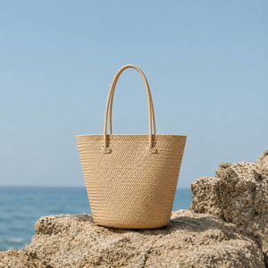 Eco-friendly <b>Straw</b> Tote <b>Bag</b> Solid Color Bohemian Style Open Top Custom Design Summer Beach Bali Women's Handbag - Product Image 2
