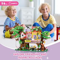 EPT Jouet Éducatif Chaud Bloc 840 Pcs Forêt Arbre Maison Bloc Brique Oiseau Chat Figure Cabane Dans Les Arbres Mini Ensemble De Briques De Construction
