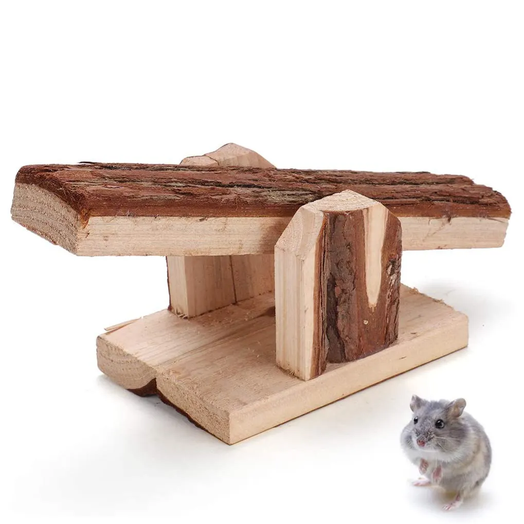 Pet Toys-natural Wooden Pets Chew Small Animal Rabbit Mice Rat Guinea Pig Hamster Seesaw Cage Hamster Toys