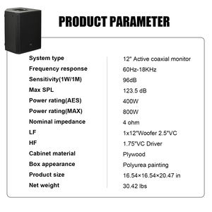 HYANKA B-12 Altavoz Coaxial Activo DSP de 12 Pulgadas, Woofer de Madera, Potencia de Sonido de 400W, para Escenario, Estudio, Banda, DJ, Cantante, Altavoces de Monitoreo Profesionales - Product Image 3