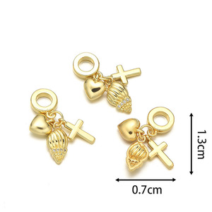 Dijes Colgantes de Plata Chapada en Oro de 18K con Triple Circonita Cúbica, Diseño de Cola de Ballena, Estrella, Concha, Tortuga, Sol y Corazón, para la Creación de Joyas - Product Image 4