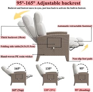 Sillón Reclinable YOIZO de Ratán para Jardín Exterior con Respaldo y Estructura de Acero Aleado para <span class=keywords><strong>Terraza</strong></span> Interior y Patio - Product Image 4