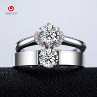 Offre Spéciale 14K Or BLANC Couronne Couple Anneaux Hommes Et femmes Mariage Moissanite Bagues En Diamant