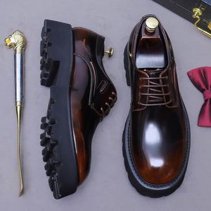 Zapatos de Vestir de Lujo para Hombre, Diseño Cuadrado, Cuero Genuino, con Cordones, Suela Gruesa Antideslizante, Transpirables y Ligeros - Product Image 6