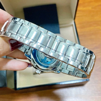 Montre classique pour homme, série squelette, bracelet en acier inoxydable, pièce de monnaie simple, aiguille, étanche, décontractée, quotidienne, mouvement SEIKO