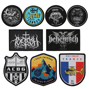 Parche tejido con logotipo personalizado, impreso en 3D, termoadhesivo, de tela cosida con gancho y bucle, de alta densidad, con corte láser, estilo damasco, para sombreros y ropa. - Product Image 1