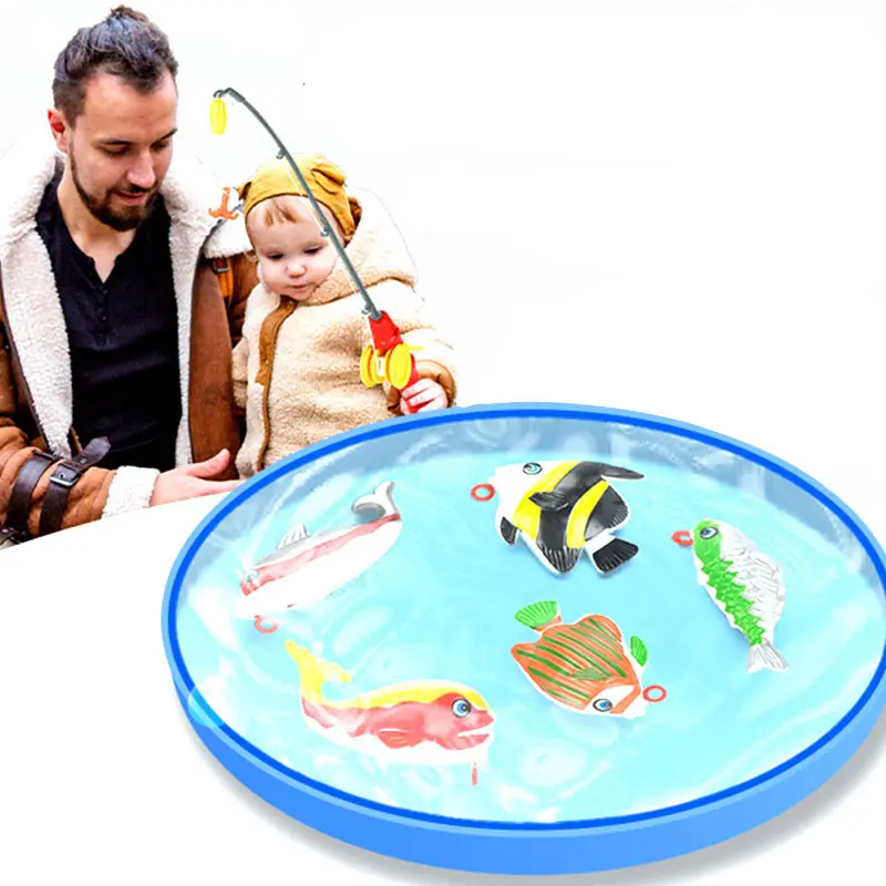 Verão Indoor Pai-Filho Interação Jogar Jogo De Pesca Brinquedos Crianças Carretel Varas De Pesca Com Pequeno Modelo De Peixe Brinquedos Set