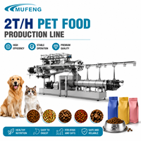 Chaîne de production d'équipements d'extrusion de croquettes pour aliments secs pour chiens et chats Mufeng 2TPH, la plus vendue