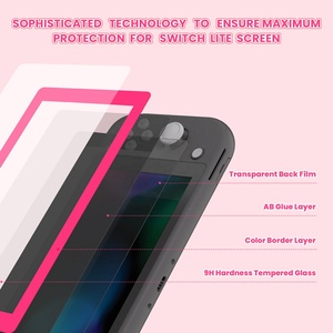 Film protecteur d'écran en verre trempé transparent HD avec bord rose vif pour console Nintendo Switch Lite - Product Image 4