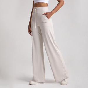 <strong>Women's</strong> High Waist Loose Fit Wide-Leg <strong>Pants</strong> with Fleece Lining Breathable Knit Fabric Full-Length Casual <strong>Pants</strong> - Product Image 5