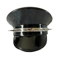 Chapeaux de capitaine en similicuir noir en gros avec pointes pour costumes d'Halloween