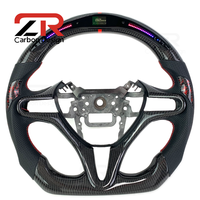 Volant sport en fibre de carbone avec affichage LED personnalisé pour Honda Civic 8ème, 9ème, 10ème et 11ème génération, intérieur de voiture sportif 2009-2018